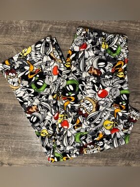 Looney Tunes Men’s Fleece Pajama Pants M Multicolor Graphic Print Elastic